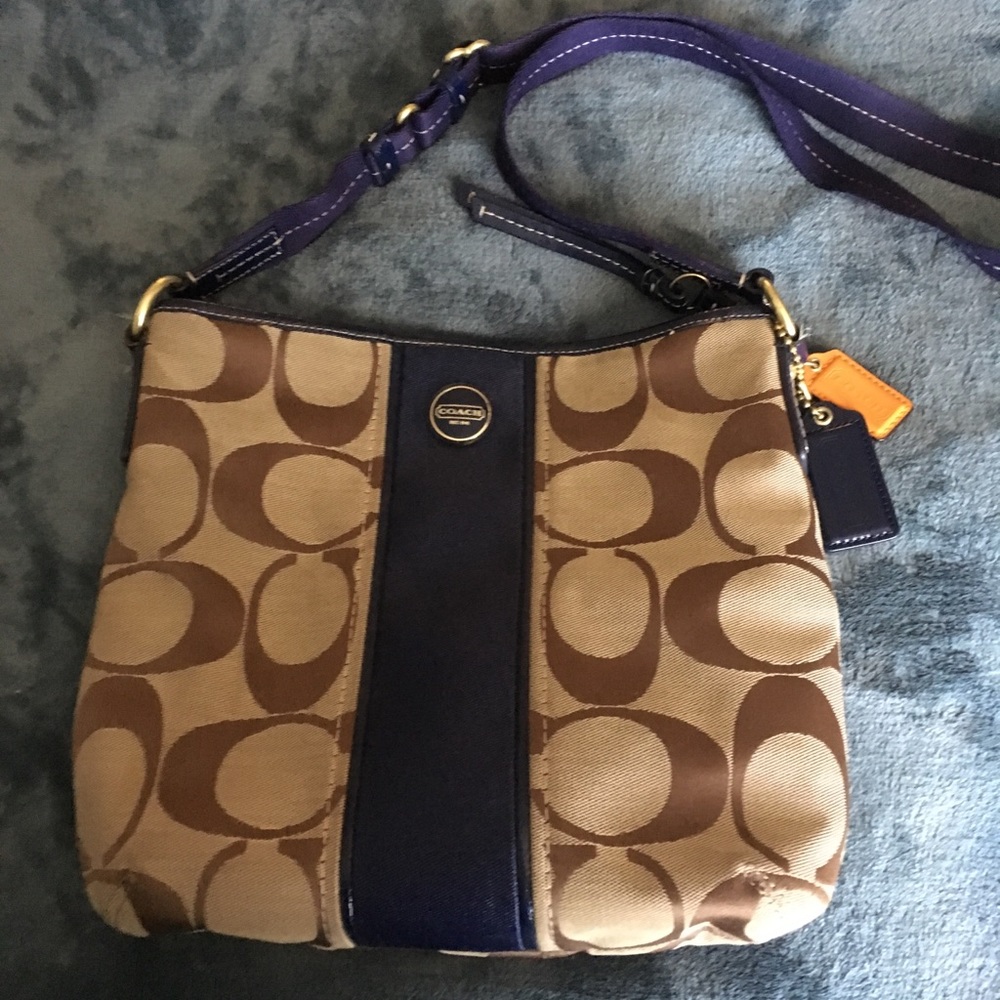 Navy & Tan Coach Crossbody
